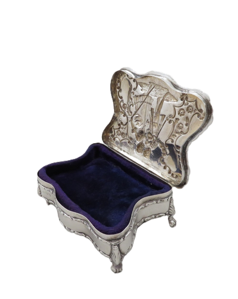 Antique Edwardian Sterling Silver Trinket Box 1908 View VIII
