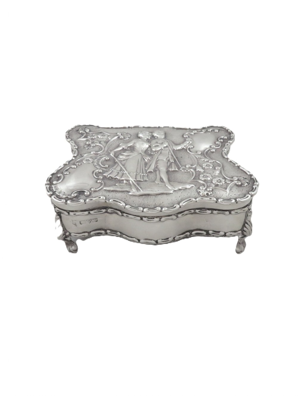 Antique Edwardian Sterling Silver Trinket Box 1908 View IX