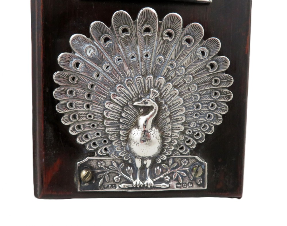 Pair of Victorian Walnut & Sterling Silver 'Peacock' Letter Racks 1894 View III