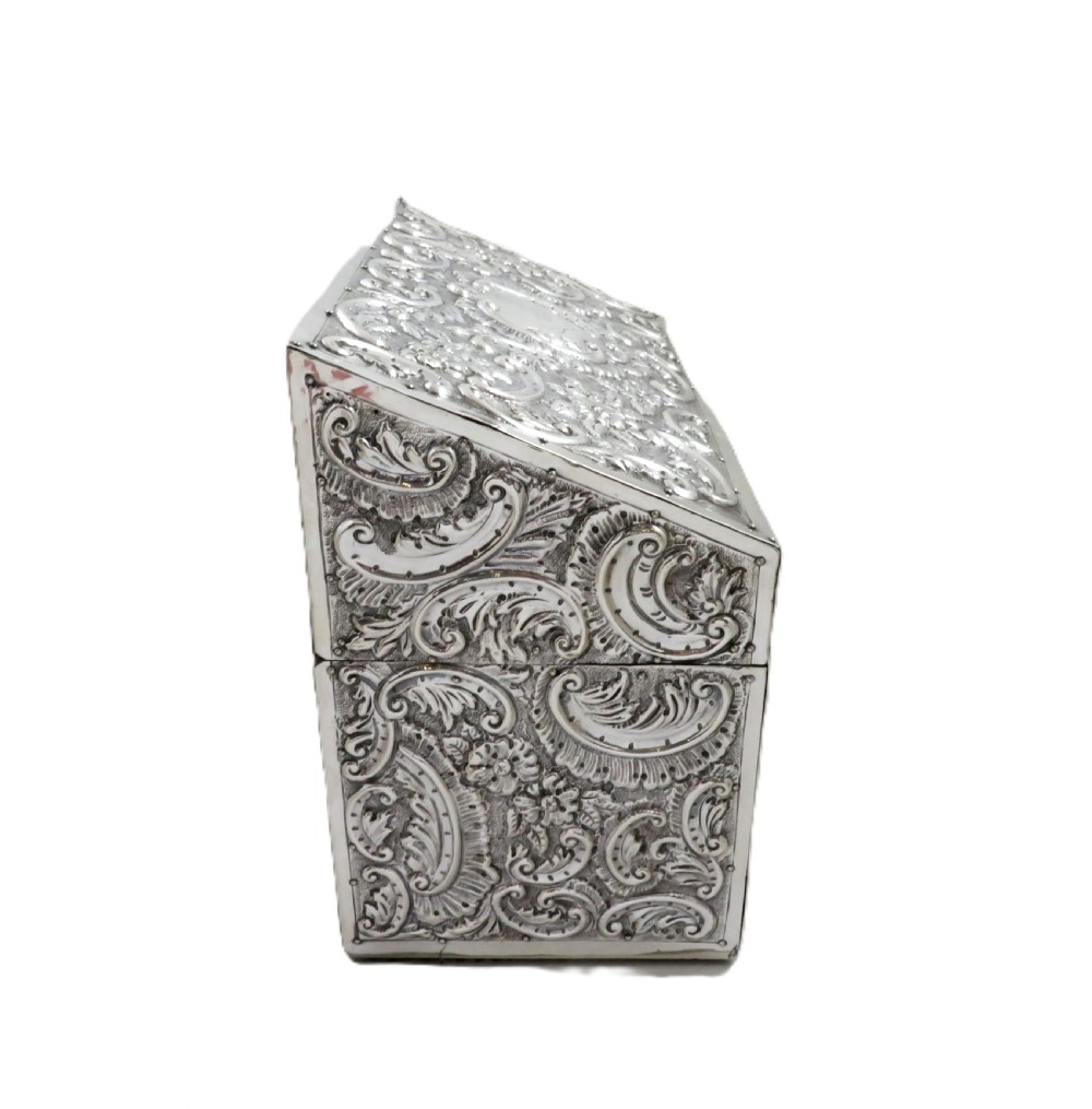 Antique Victorian Sterling Silver Desk Tidy / Stationery Box 1890 View VI