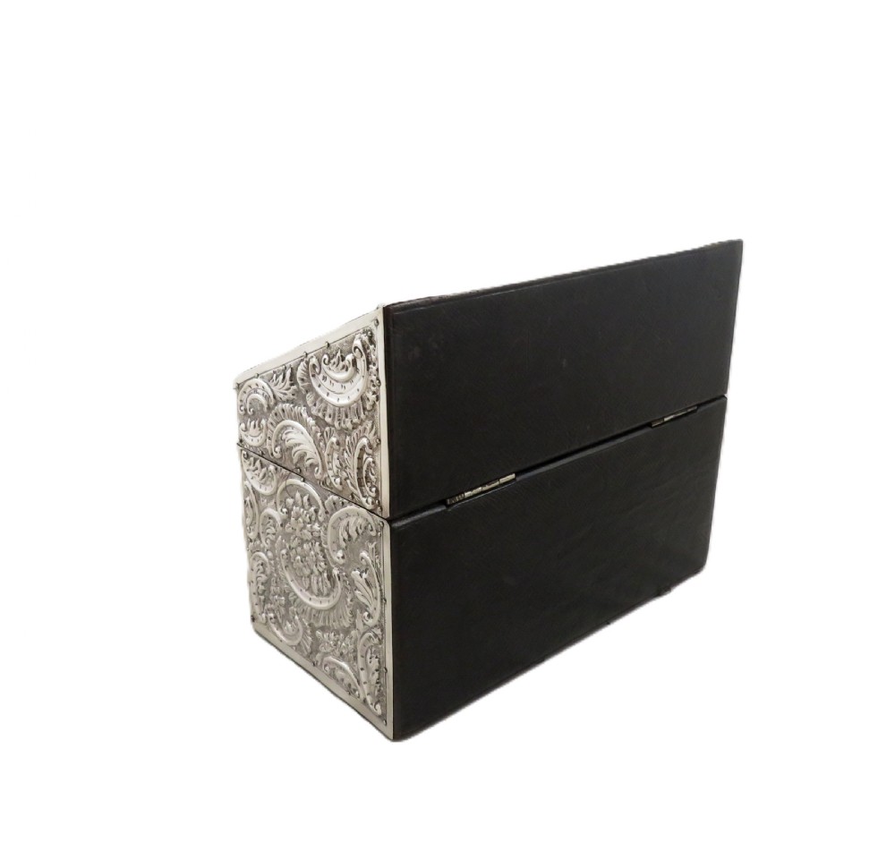 Antique Victorian Sterling Silver Desk Tidy / Stationery Box 1890 View IX