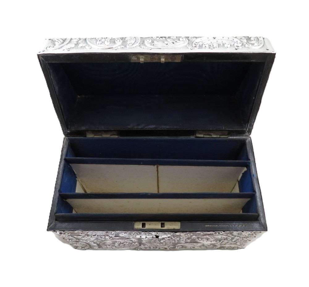 Antique Victorian Sterling Silver Desk Tidy / Stationery Box 1890 View XI