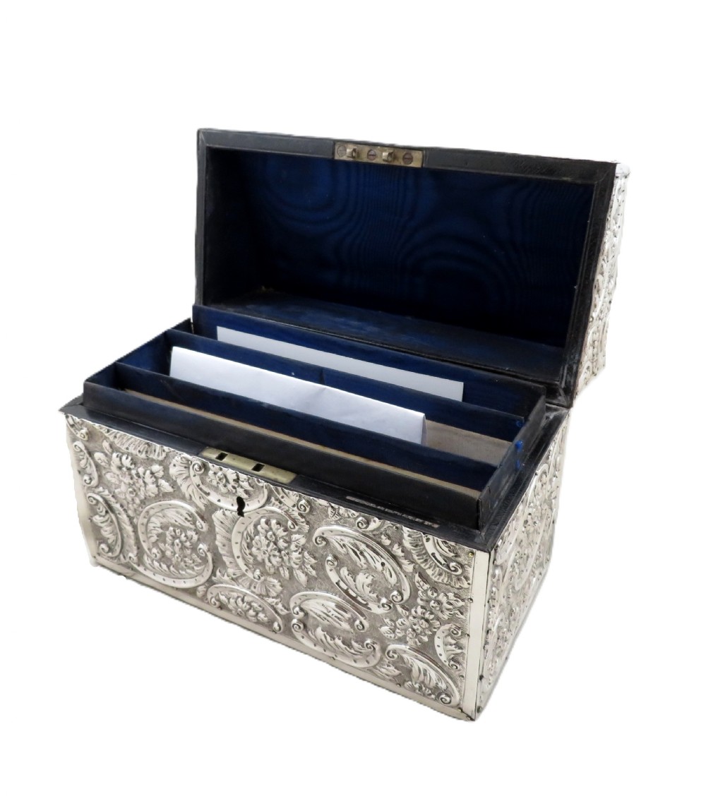 Antique Victorian Sterling Silver Desk Tidy / Stationery Box 1890 View XIV