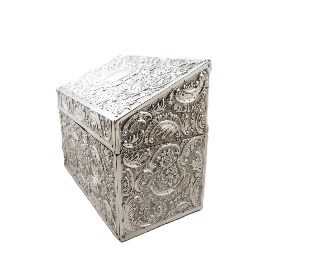 Antique Victorian Sterling Silver Desk Tidy / Stationery Box 1890 View XV