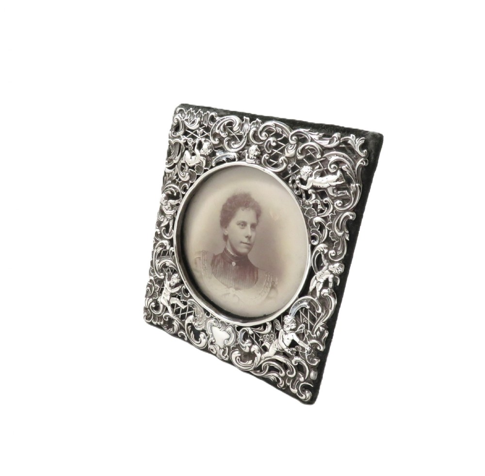 Antique Late Victorian Sterling Silver 'Cherubs' Photo Frame 1900 View V