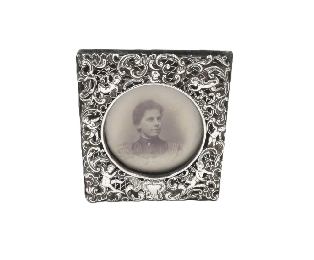 Antique Late Victorian Sterling Silver 'Cherubs' Photo Frame 1900 View VII