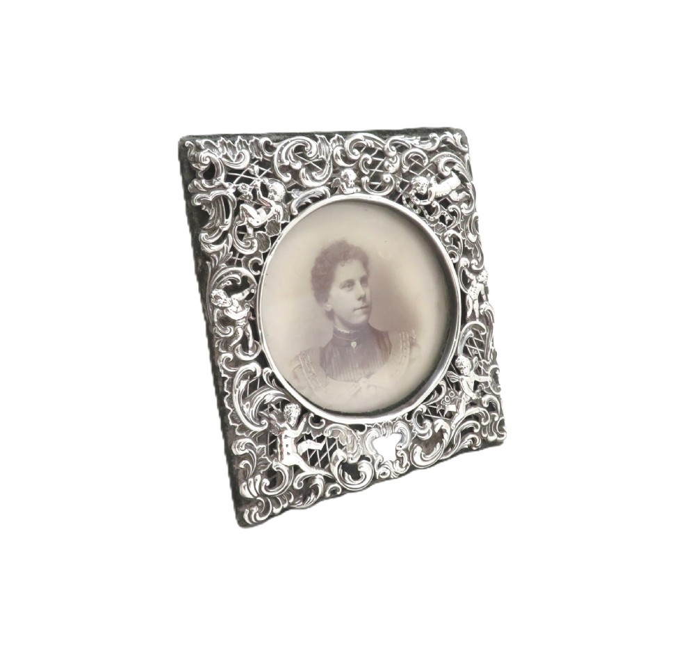 Antique Late Victorian Sterling Silver 'Cherubs' Photo Frame 1900 View IX