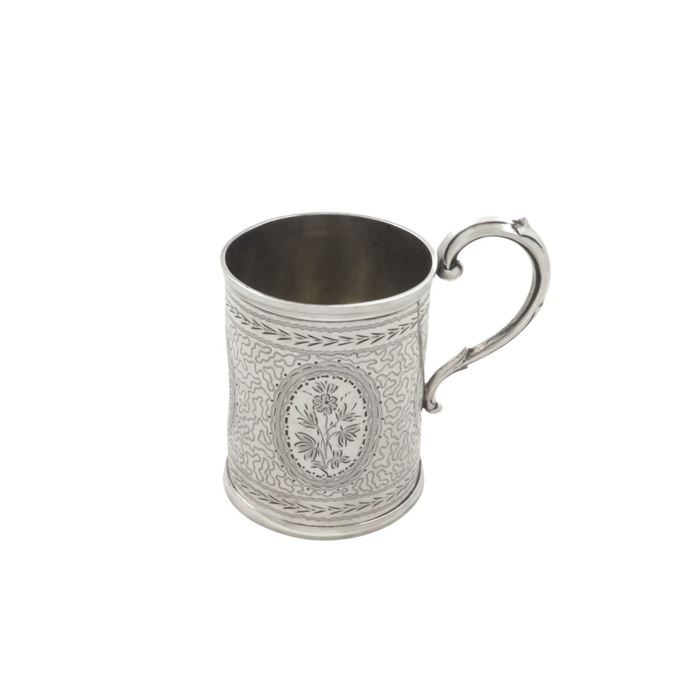 Antique Victorian Sterling Silver Christening Mug 1876