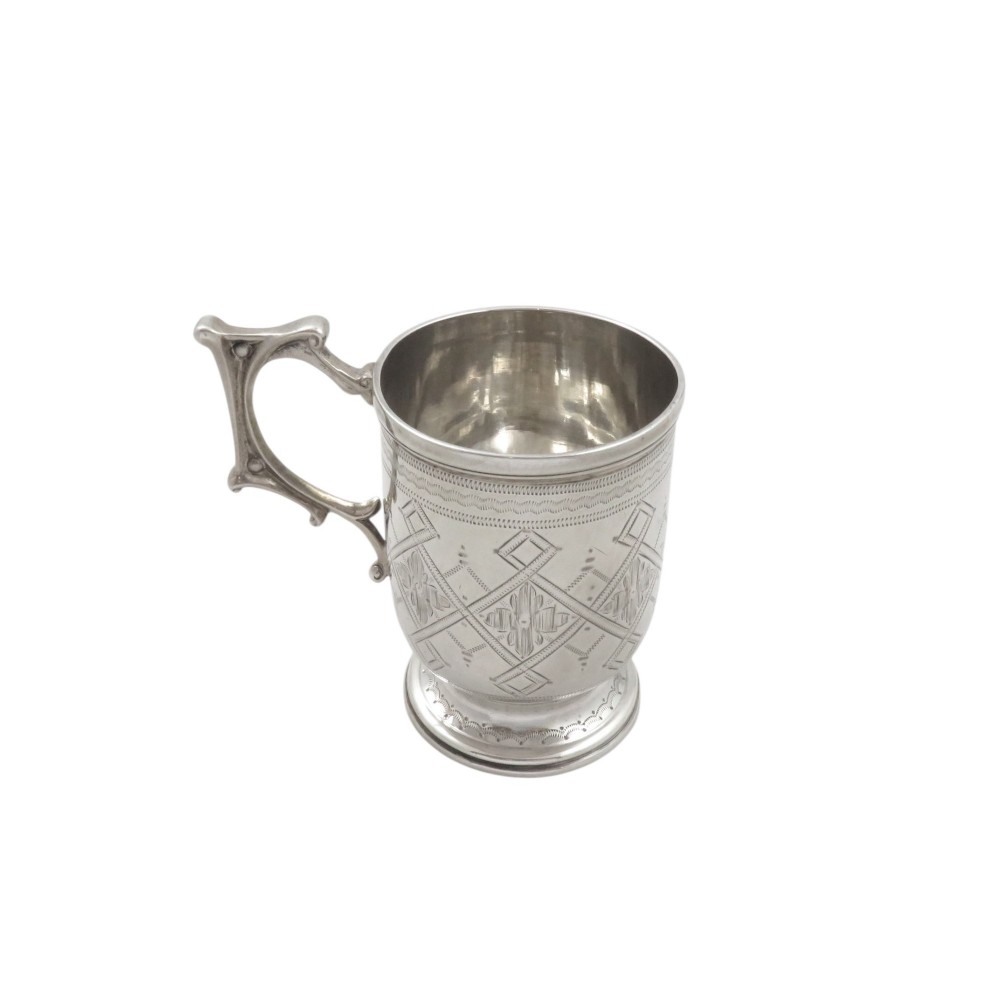 Antique Victorian Sterling Silver Christening Mug / Cup 1870