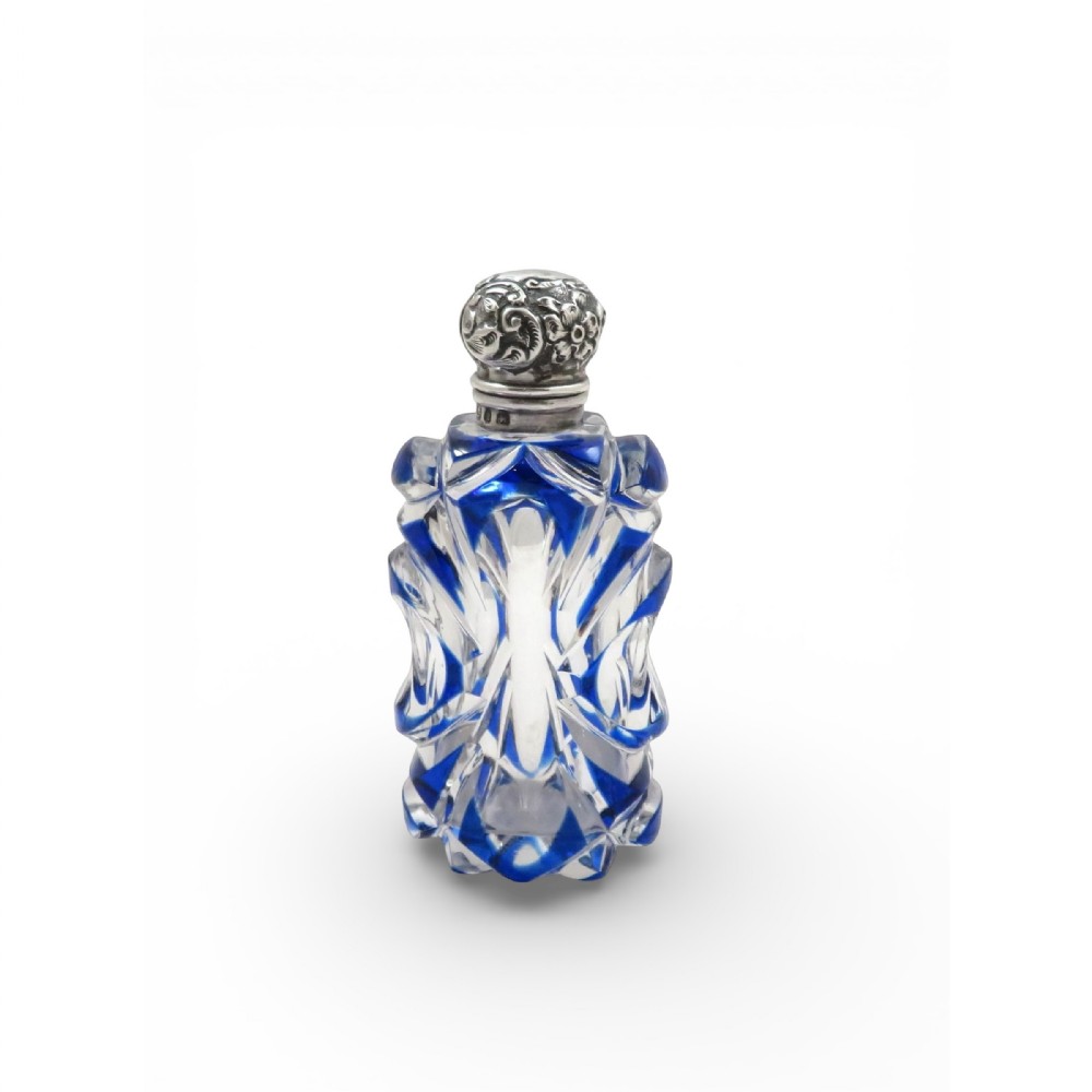 Antique Victorian Sterling Silver & Glass Scent / Perfume Bottle 1898