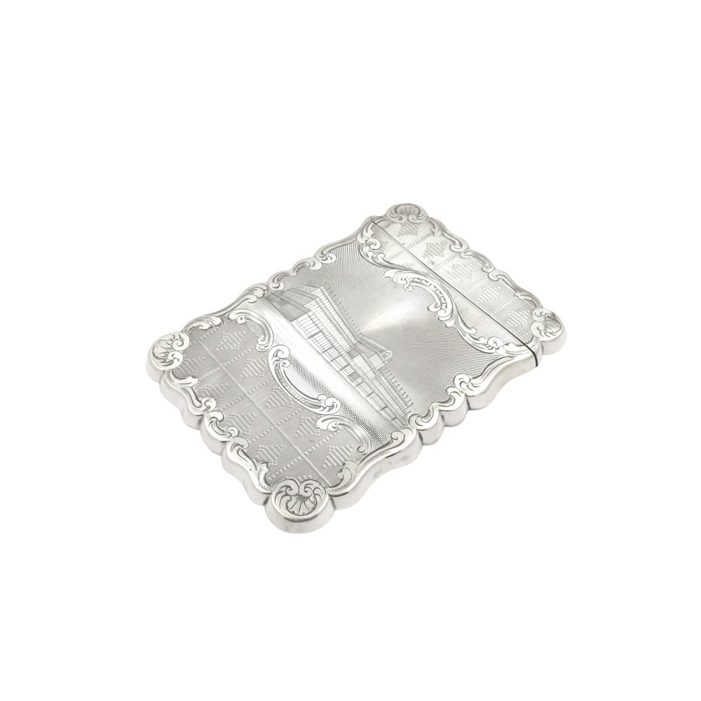 Antique Victorian Sterling Silver 'Crystal Palace' Card Case 1850