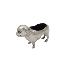 ANTIQUE EDWARDIAN STERLING SILVER BULL DOG PIN CUSHION 1906