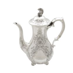 ANTIQUE EARLY VICTORIAN STERLING SILVER COFFEE POT 1845