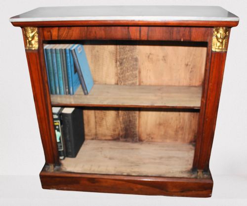 19th Century Rosewood Open Bookcase with Marble Top