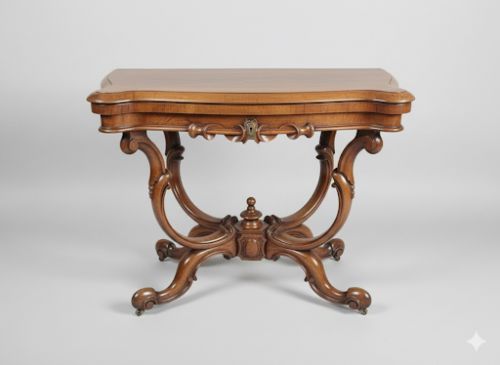 Early Victorian  Serpentine Shaped Rosewood Card Table