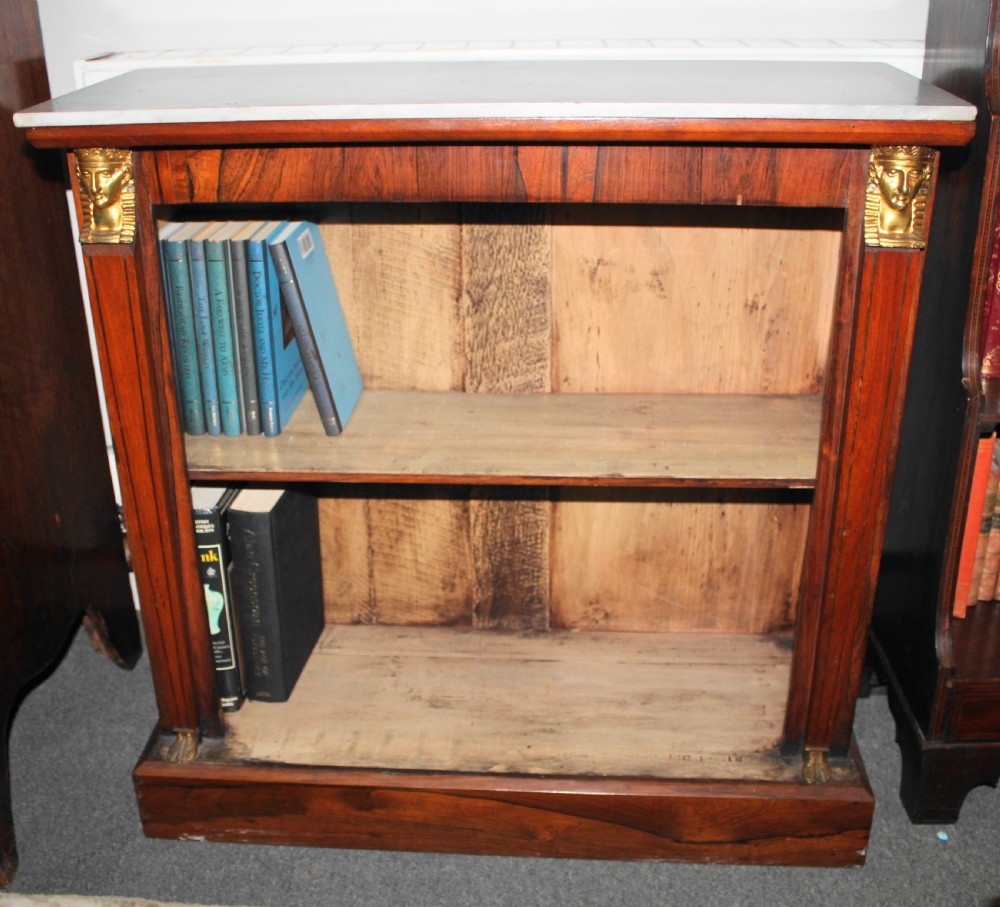 19th century rosewood open bookcase with marble top View III