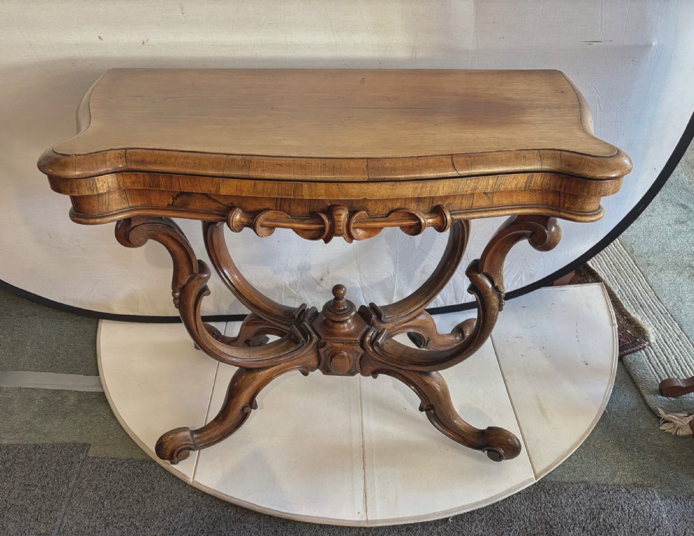 Early Victorian  Serpentine shaped rosewood card table View X