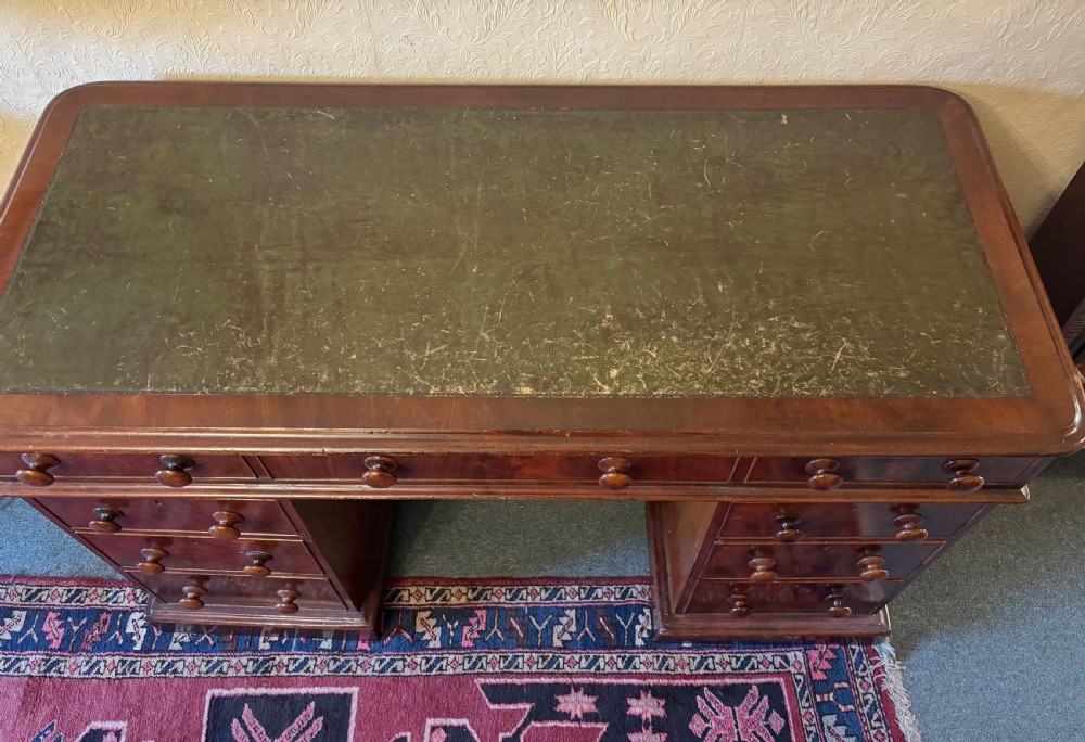 Victorian mahogany pedestal desk View VI