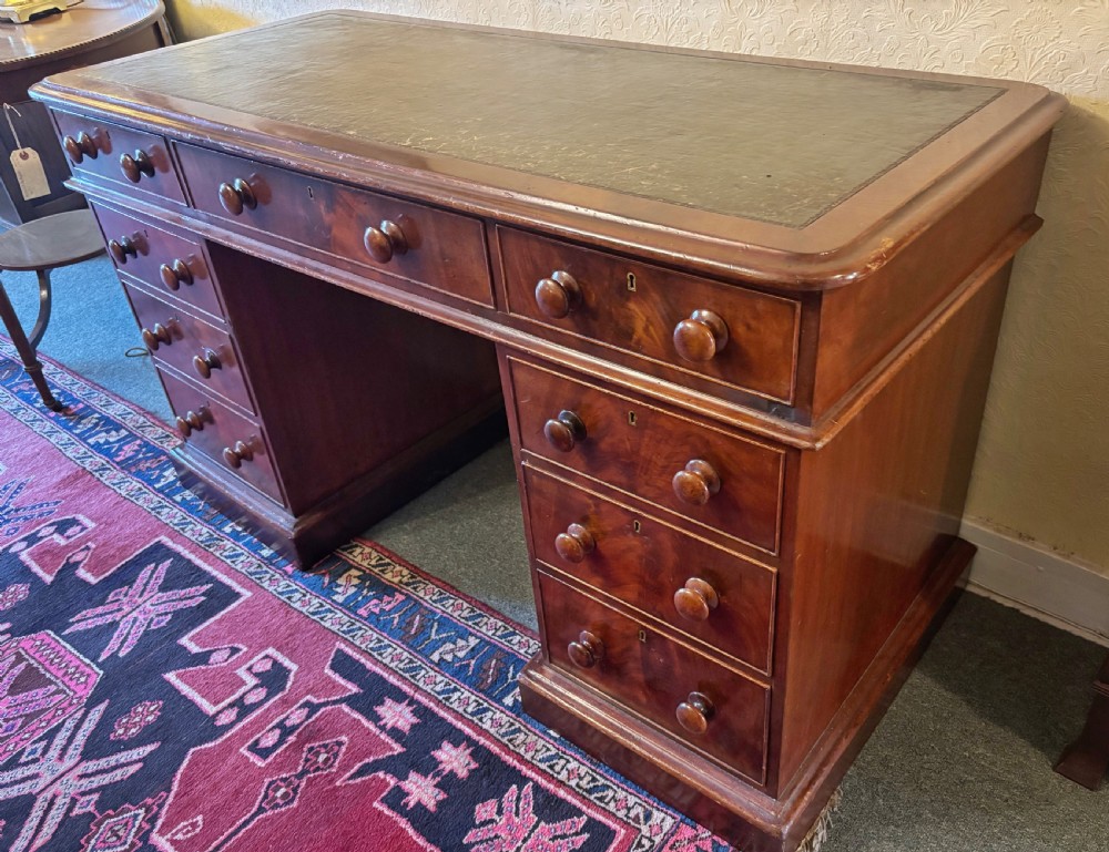 Victorian mahogany pedestal desk View VIII