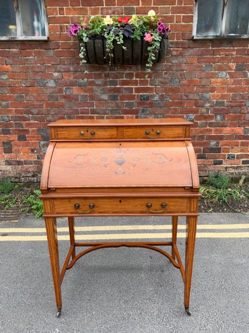 Edwardian Inlaid Satinwood Bureau