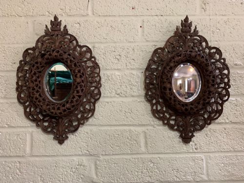 Pair of Carved Burmese Mirrors