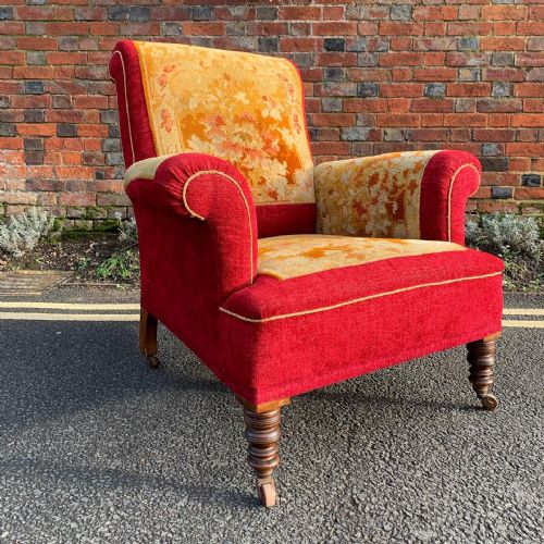Late Victorian Velvet Carpet Chair