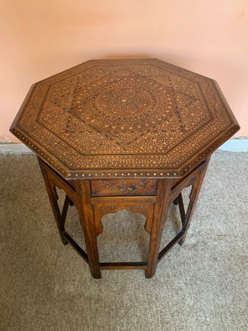 antique inlaid hoshiarpur table - CATEGORY: ANTIQUE TABLES - DATED 1890
