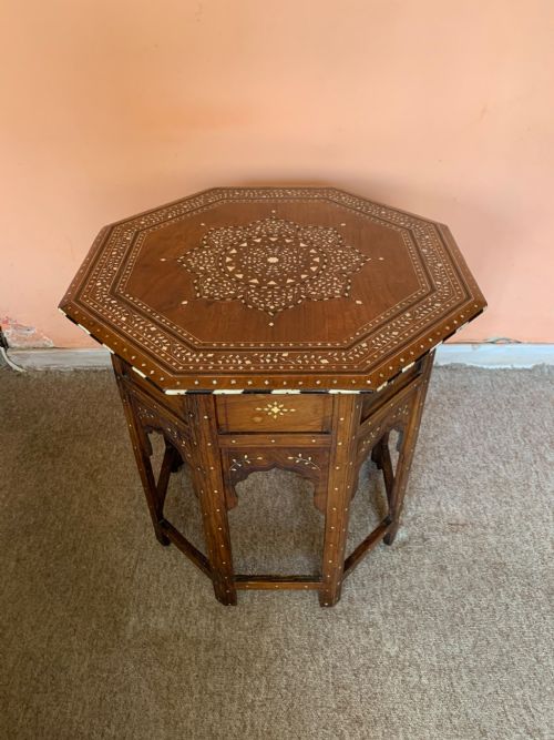 antique inlaid hoshiarpur table - CATEGORY: ANTIQUE TABLES - DATED 1900