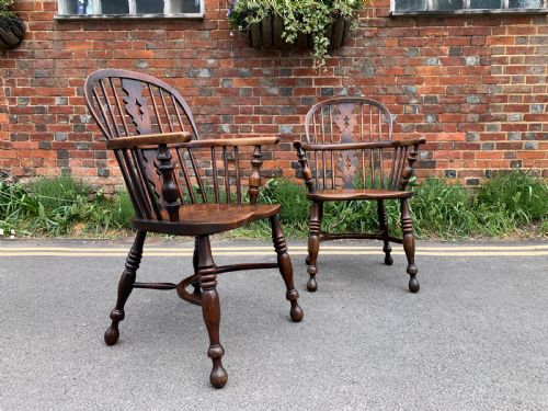 Pair of Low Back Windsor Armchairs