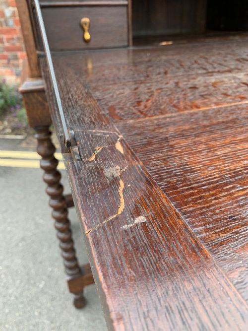 OAK ESCRITOIRE ON STAND - ADDITIONAL PHOTO 2