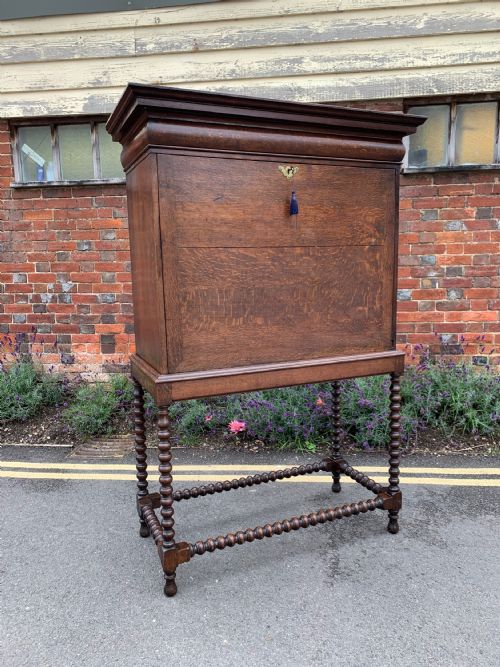OAK ESCRITOIRE ON STAND - ADDITIONAL PHOTO 4