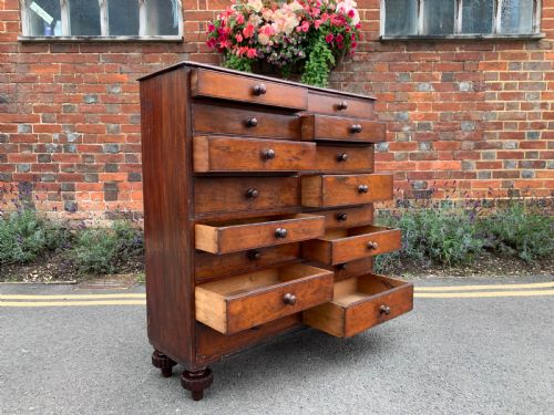 NINETEENTH CENTURY MAHOGANY BANK OF DRAWERS - ADDITIONAL PHOTO 6