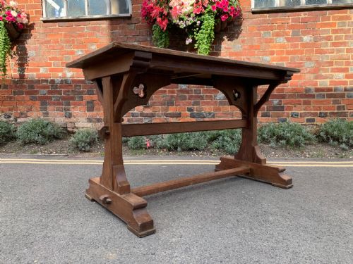 victorian pitch pine gothic table - CATEGORY: ANTIQUE TABLES - DATED 1890