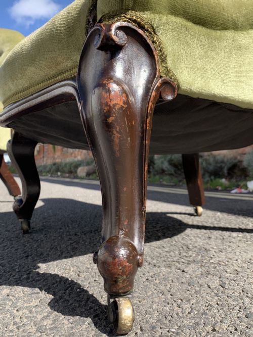 PAIR OF VICTORIAN WALNUT SLIPPER CHAIRS - ADDITIONAL PHOTO 1