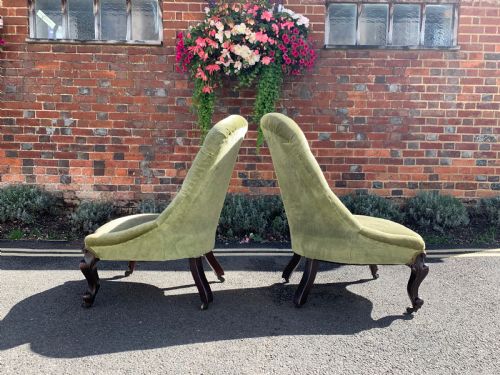 PAIR OF VICTORIAN WALNUT SLIPPER CHAIRS - ADDITIONAL PHOTO 3