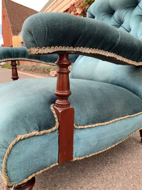 VICTORIAN OPEN ARMCHAIR BY HAMPTON AND SONS - ADDITIONAL PHOTO 3