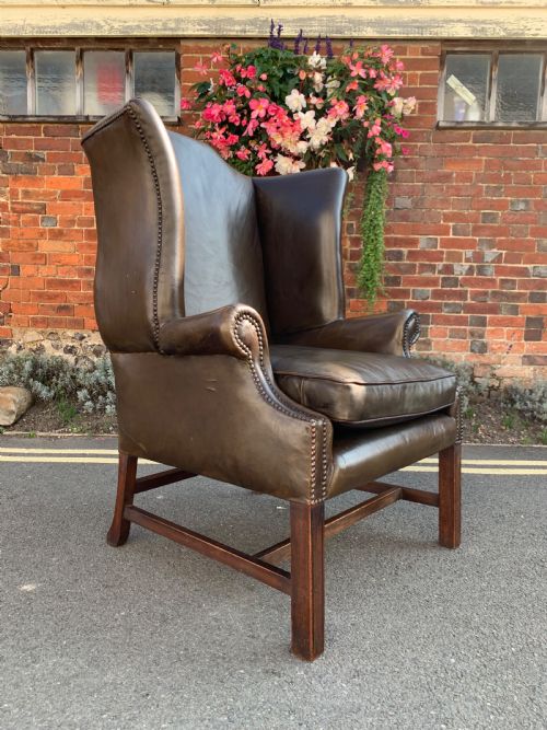 leather wing armchair - CATEGORY: ANTIQUE CHAIRS - DATED 1930