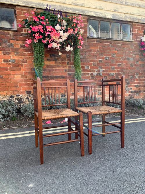 pair of arts and crafts corner chairs - CATEGORY: ANTIQUE CHAIRS - DATED 1890