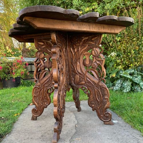 KASHMIRI CARVED WALNUT TABLE - ADDITIONAL PHOTO 1