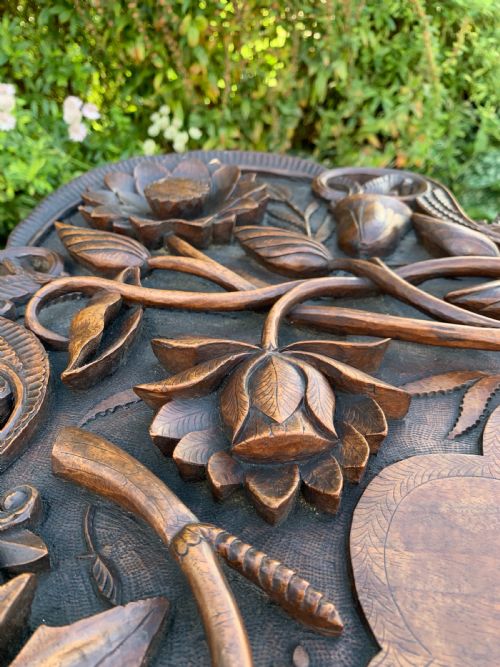 KASHMIRI CARVED WALNUT TABLE - ADDITIONAL PHOTO 4