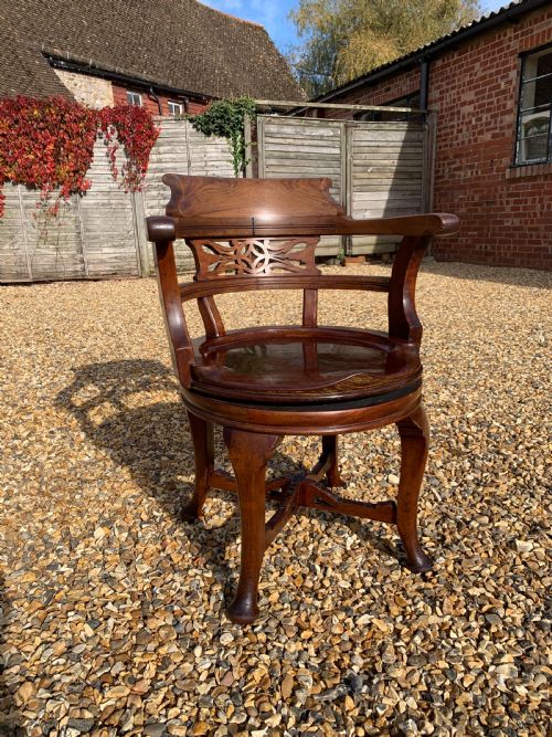 victorian mahogany revolving desk chair - CATEGORY: ANTIQUE CHAIRS - DATED 1890