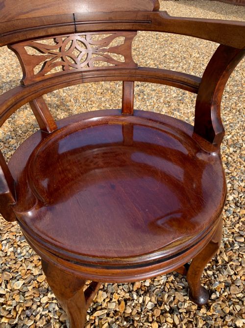 VICTORIAN MAHOGANY REVOLVING DESK CHAIR - ADDITIONAL PHOTO 3