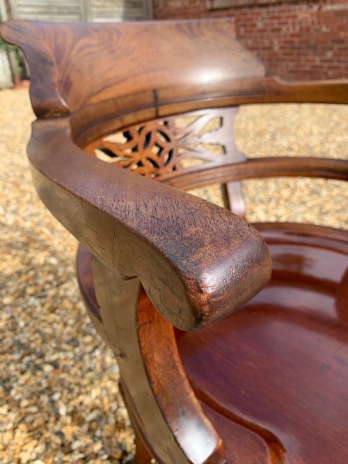 VICTORIAN MAHOGANY REVOLVING DESK CHAIR - ADDITIONAL PHOTO 5