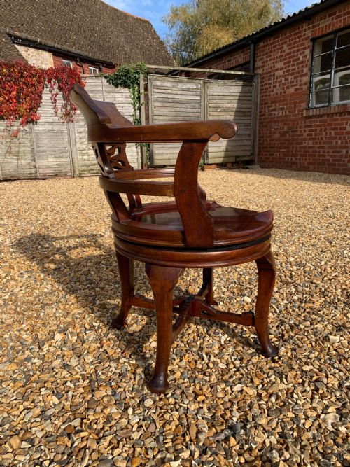 VICTORIAN MAHOGANY REVOLVING DESK CHAIR - ADDITIONAL PHOTO 7
