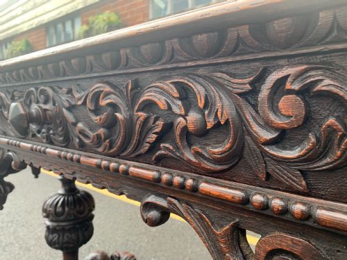 CONTINENTAL CARVED OAK CENTRE TABLE - ADDITIONAL PHOTO 2