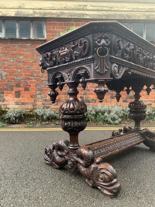 CONTINENTAL CARVED OAK CENTRE TABLE - ADDITIONAL PHOTO 4