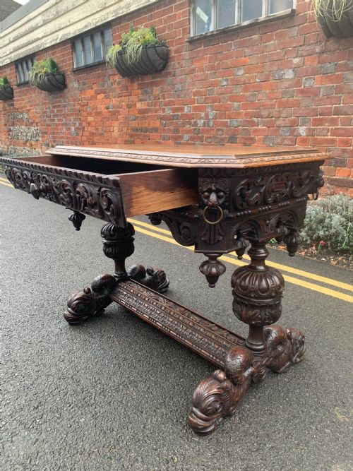 CONTINENTAL CARVED OAK CENTRE TABLE - ADDITIONAL PHOTO 5