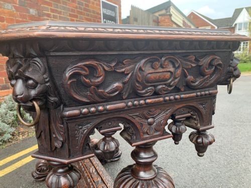 CONTINENTAL CARVED OAK CENTRE TABLE - ADDITIONAL PHOTO 7