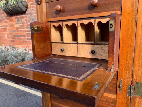 VICTORIAN MAHOGANY SECRETAIRE WELLINGTON CHEST - ADDITIONAL PHOTO 1