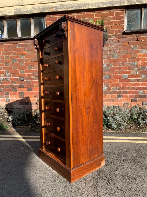 VICTORIAN MAHOGANY SECRETAIRE WELLINGTON CHEST - ADDITIONAL PHOTO 4